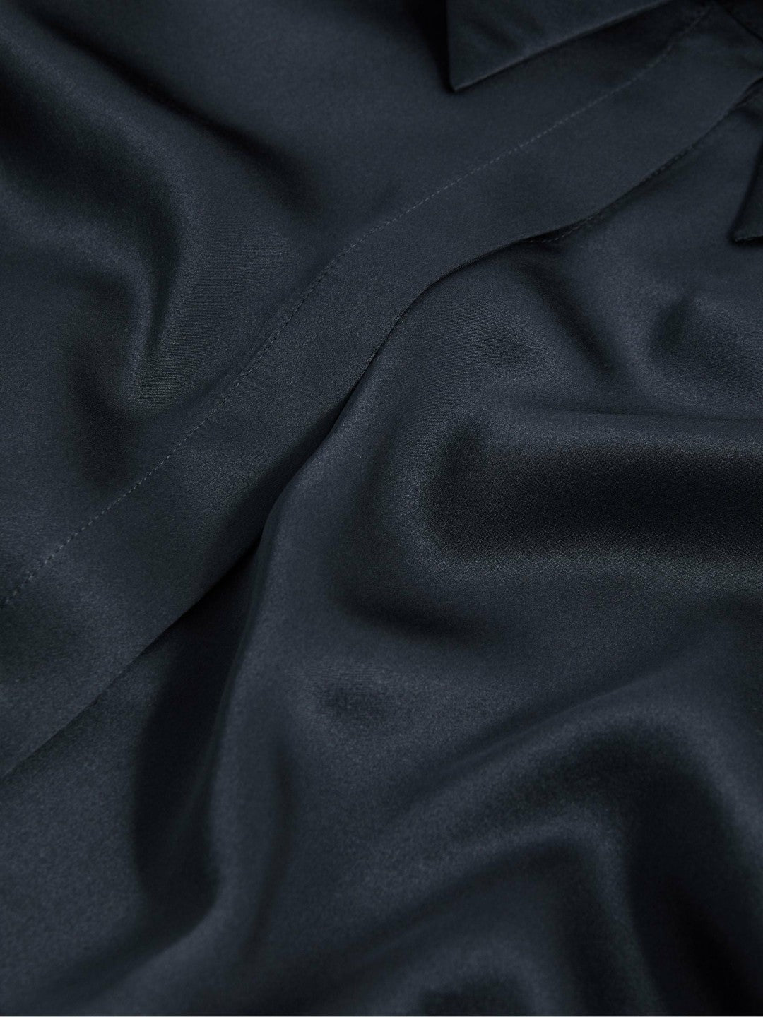 Silk Double-Cuff Button-Through Shirt in Navy