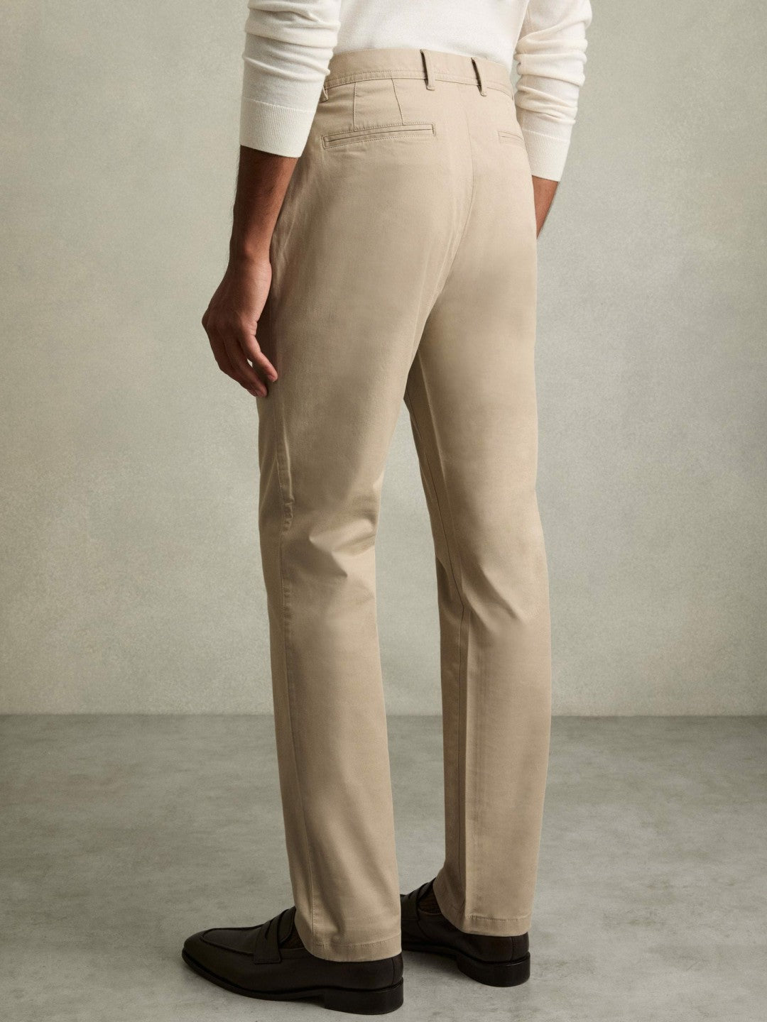Slim Fit Washed Cotton Blend Chinos in Stone