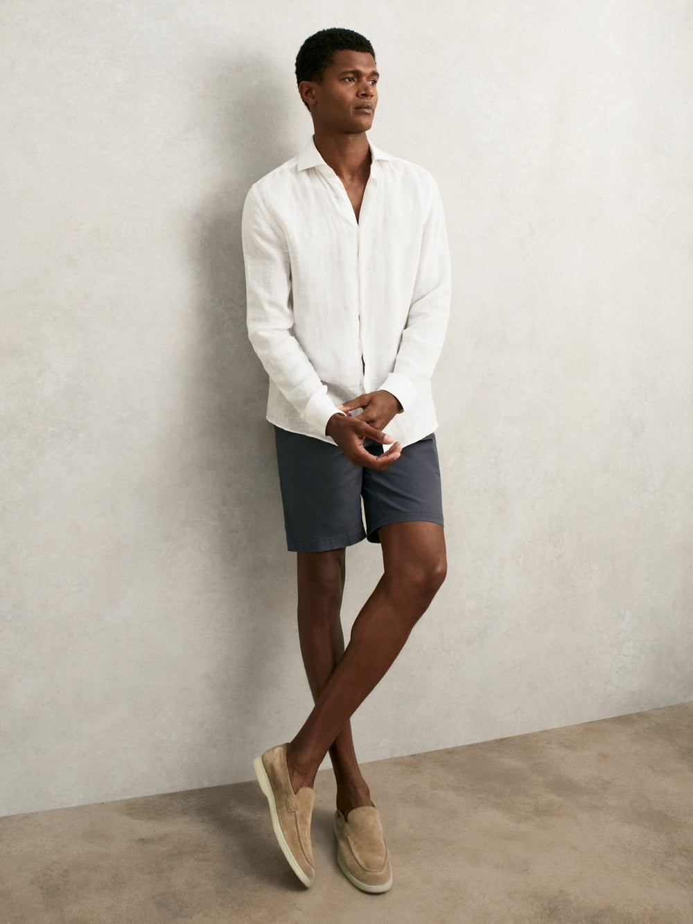Cotton Chino Shorts with Stretch in Airforce Blue