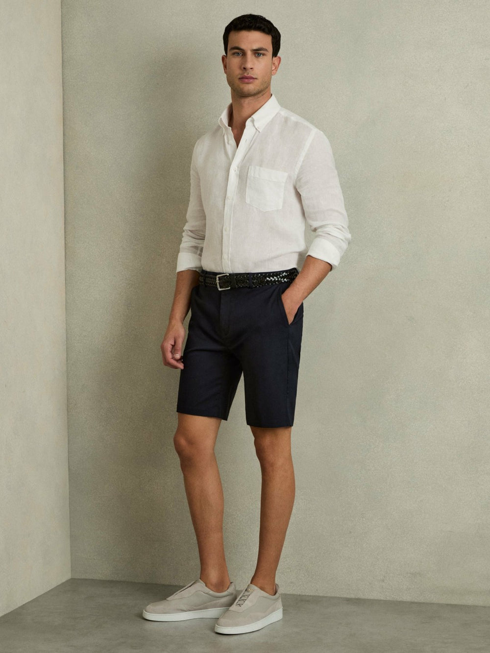 Cotton Chino Shorts with Stretch in Navy