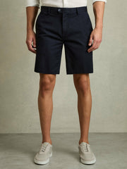 Cotton Chino Shorts with Stretch in Navy