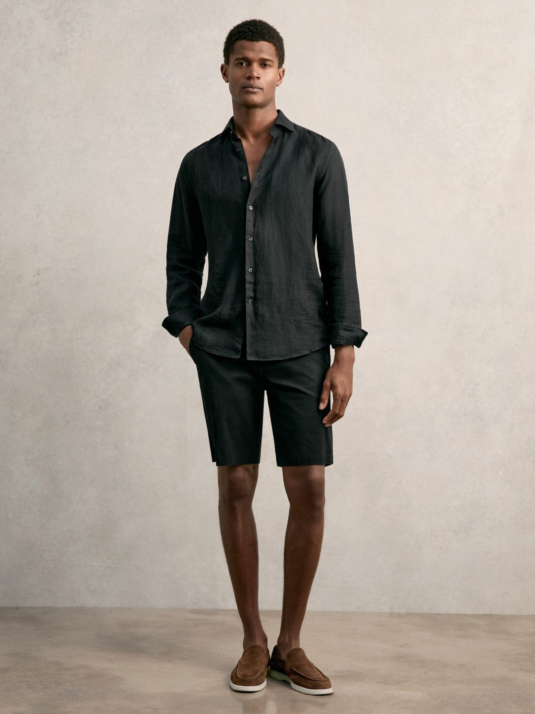 Cotton Chino Shorts with Stretch in Black
