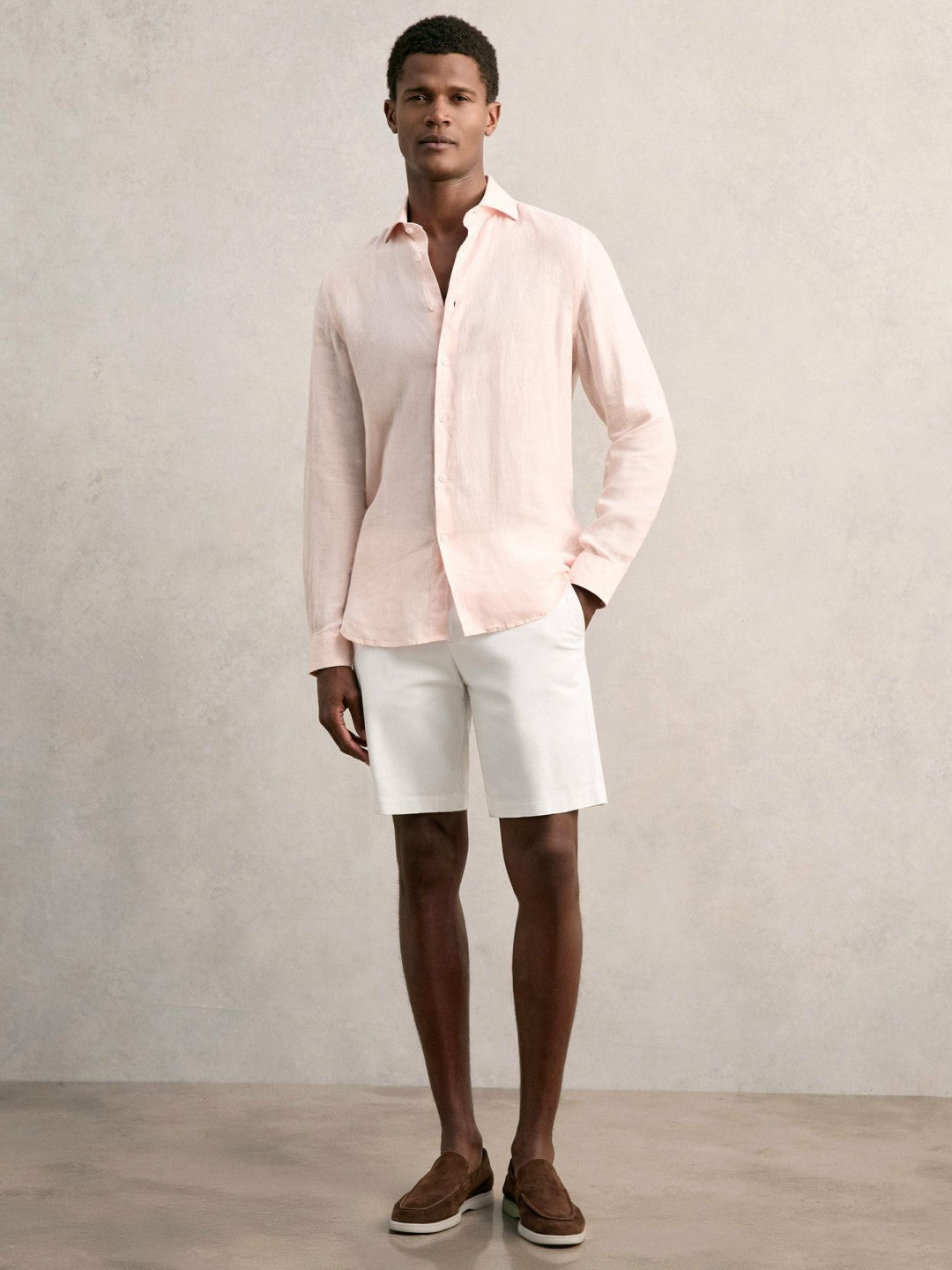 Cotton Chino Shorts with Stretch in White