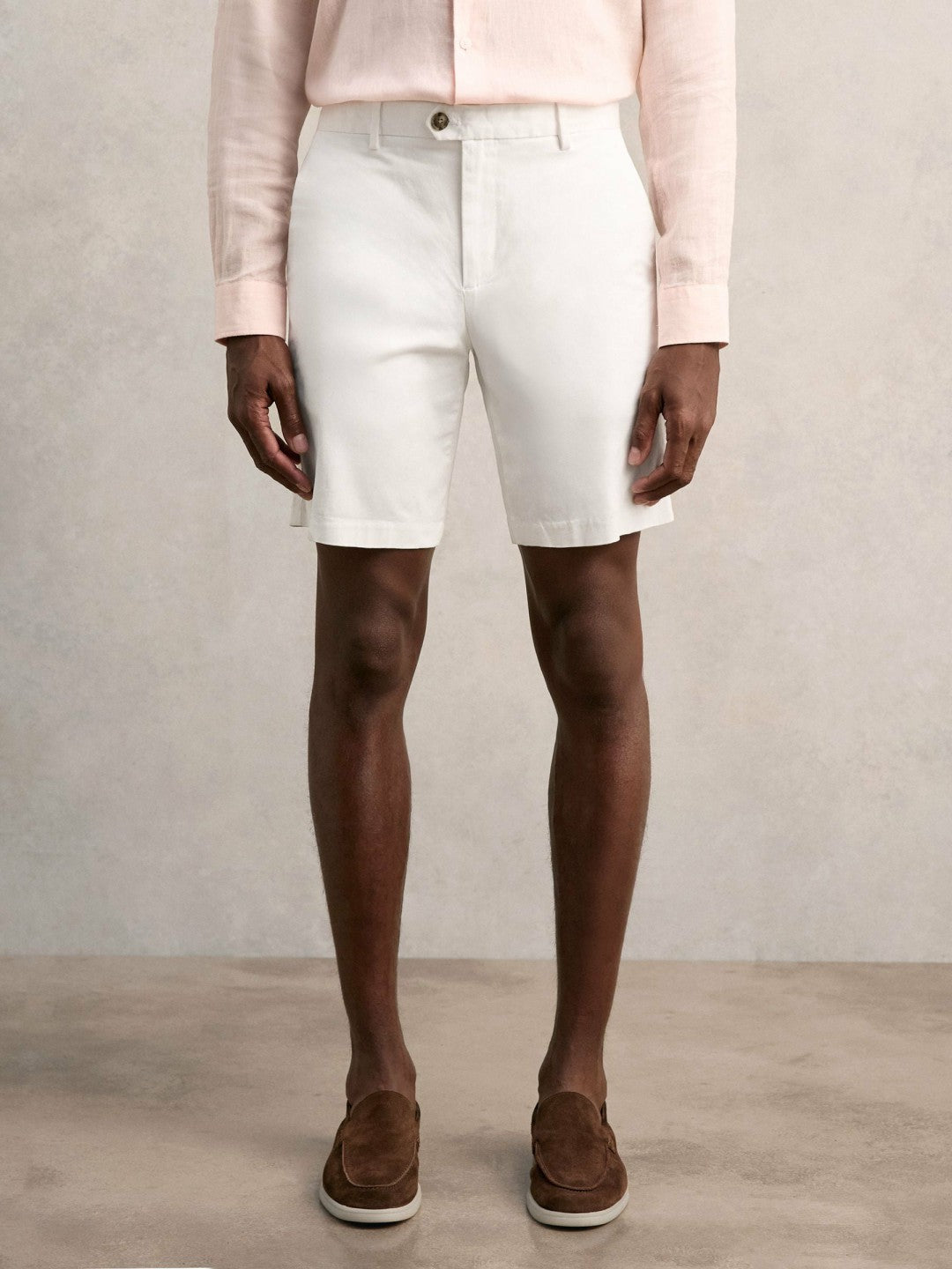 Cotton Chino Shorts with Stretch in White