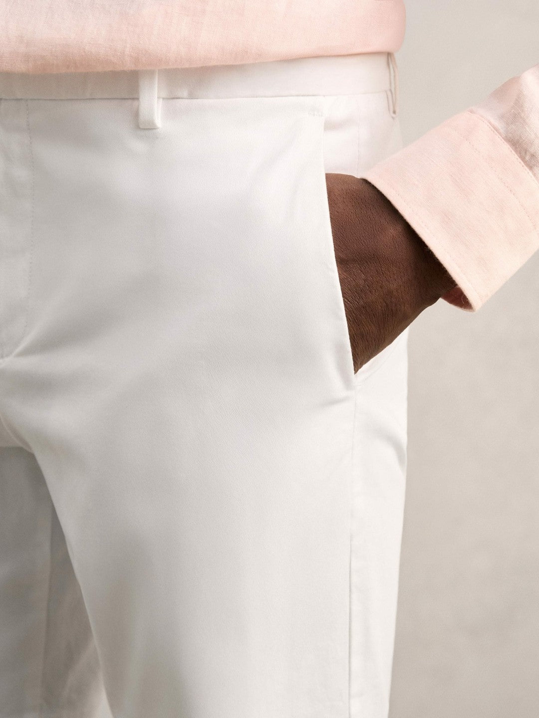 Cotton Chino Shorts with Stretch in White
