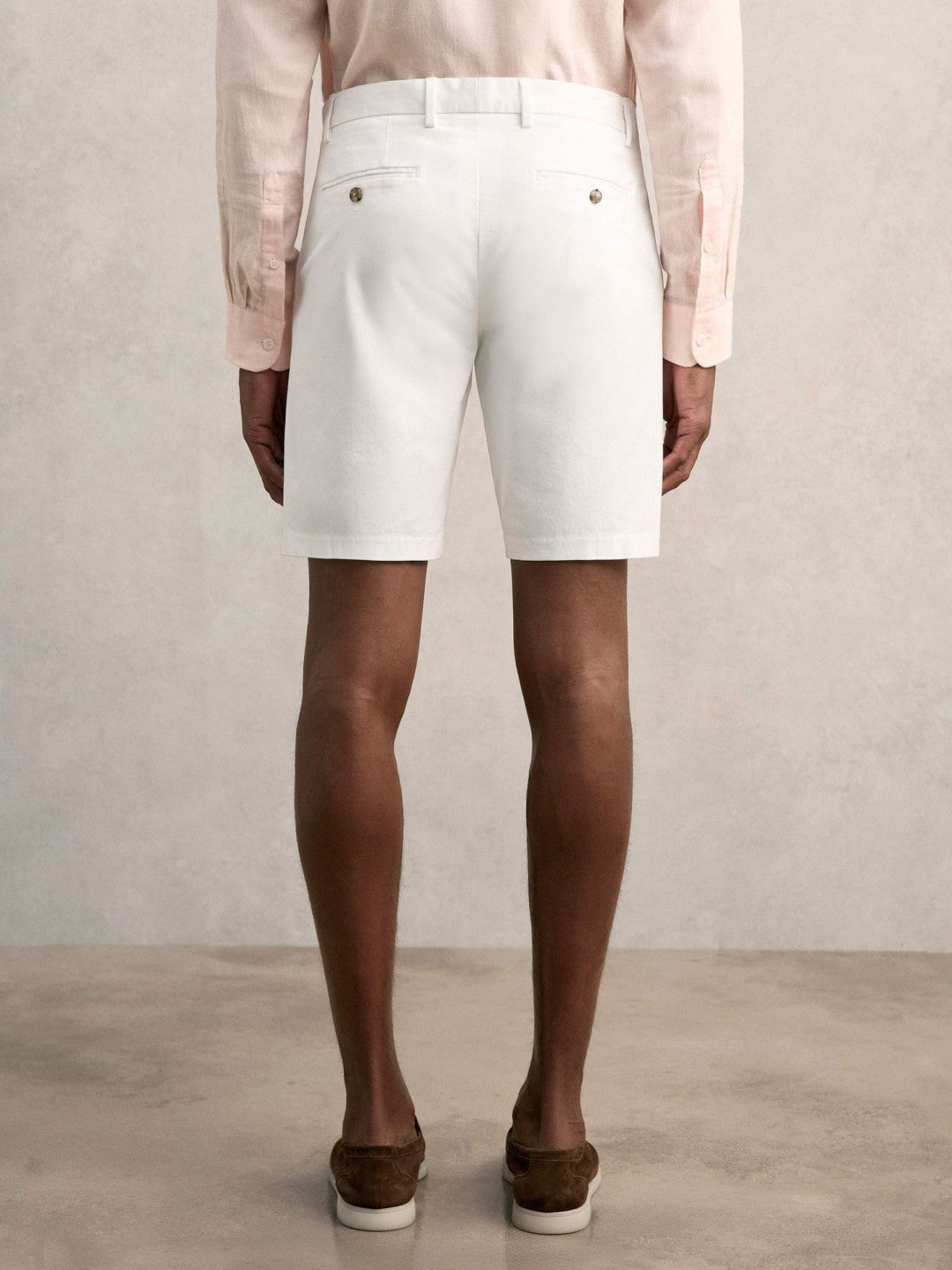 Cotton Chino Shorts with Stretch in White