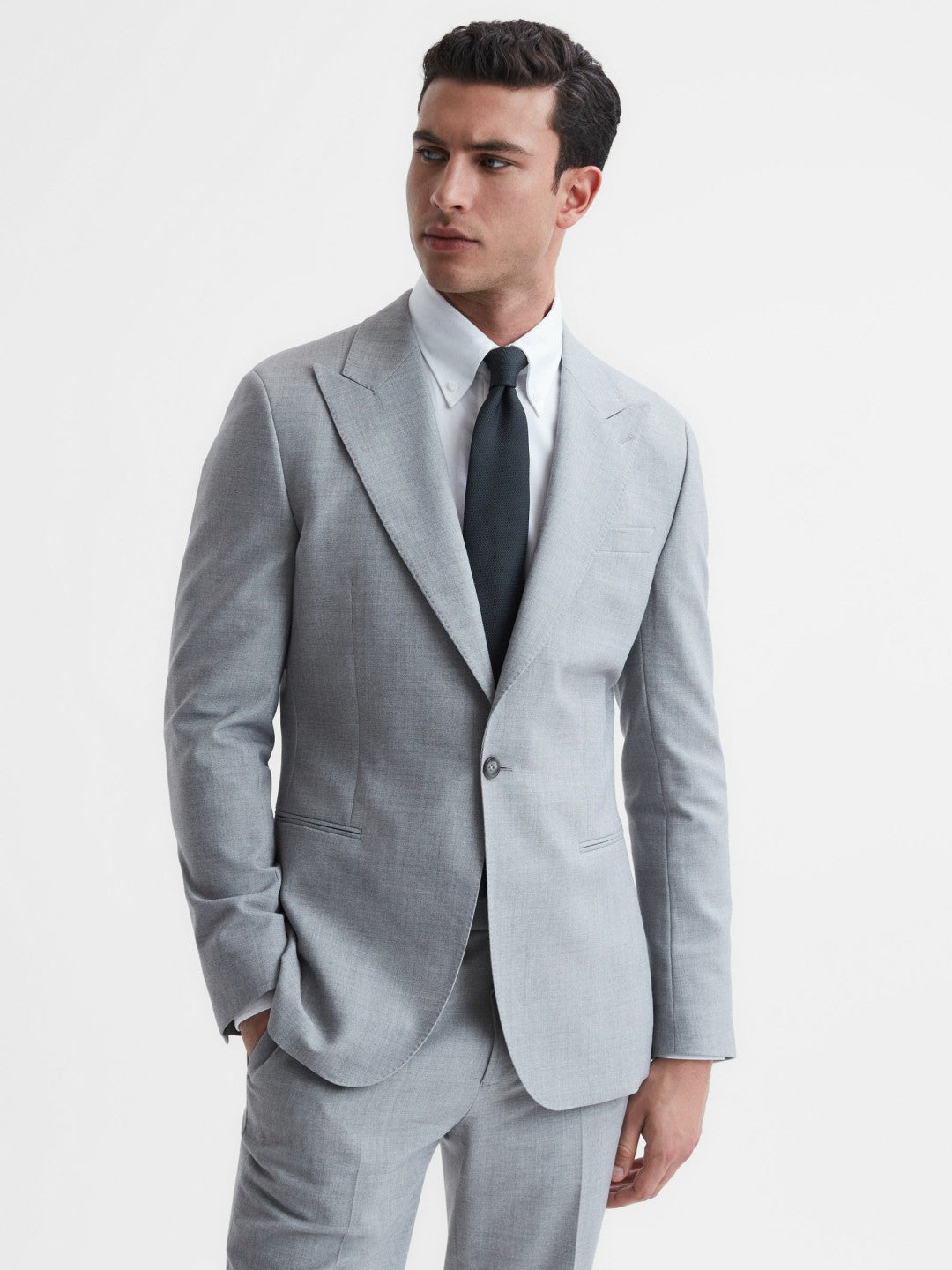 Textured Silk Blend Tie in Navy