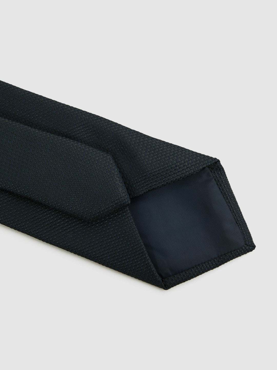 Textured Silk Blend Tie in Navy