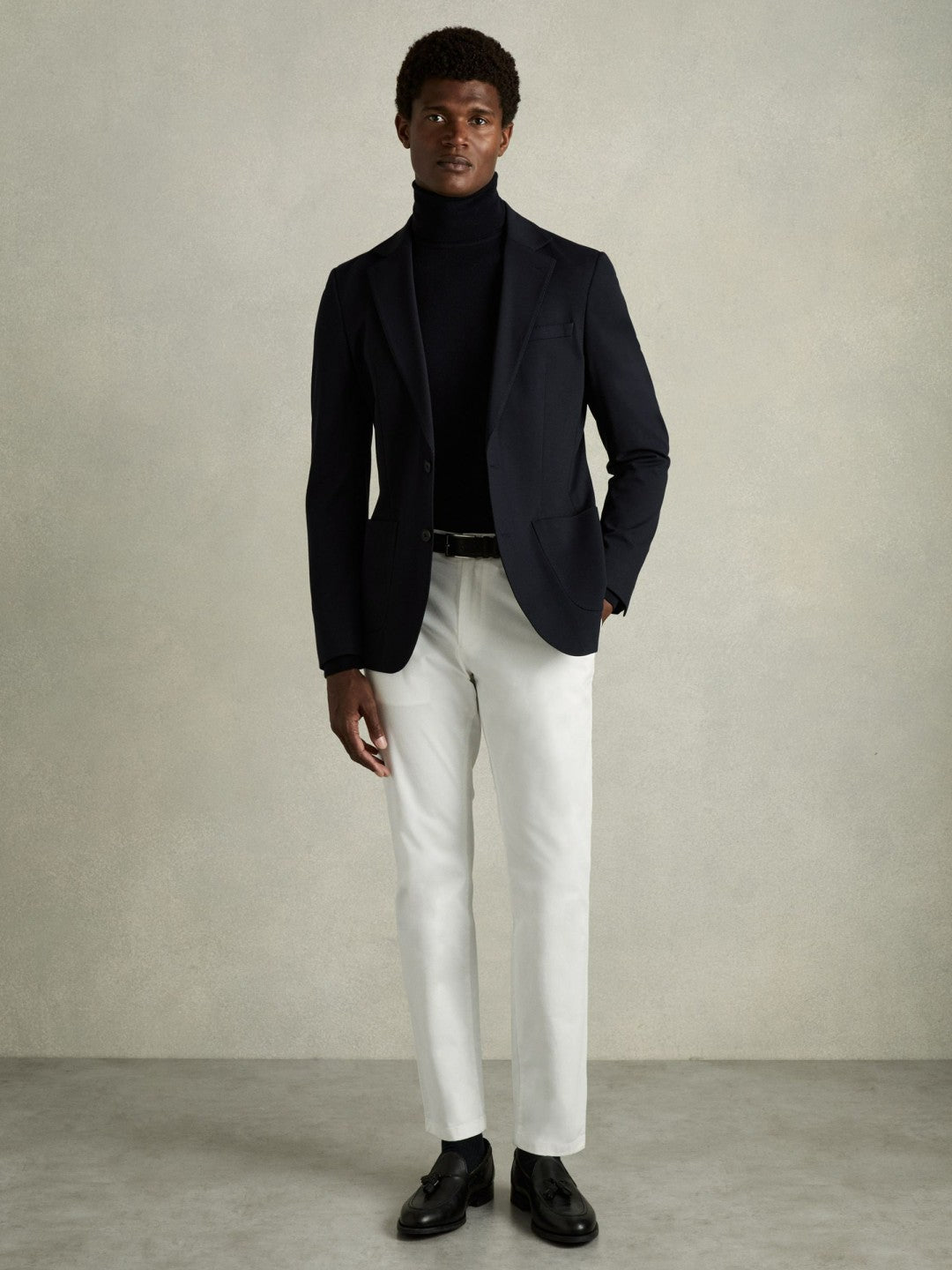 Slim Fit Washed Cotton Blend Chinos in White