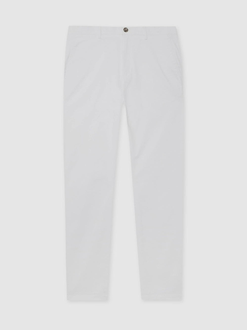 Slim Fit Washed Cotton Blend Chinos in White
