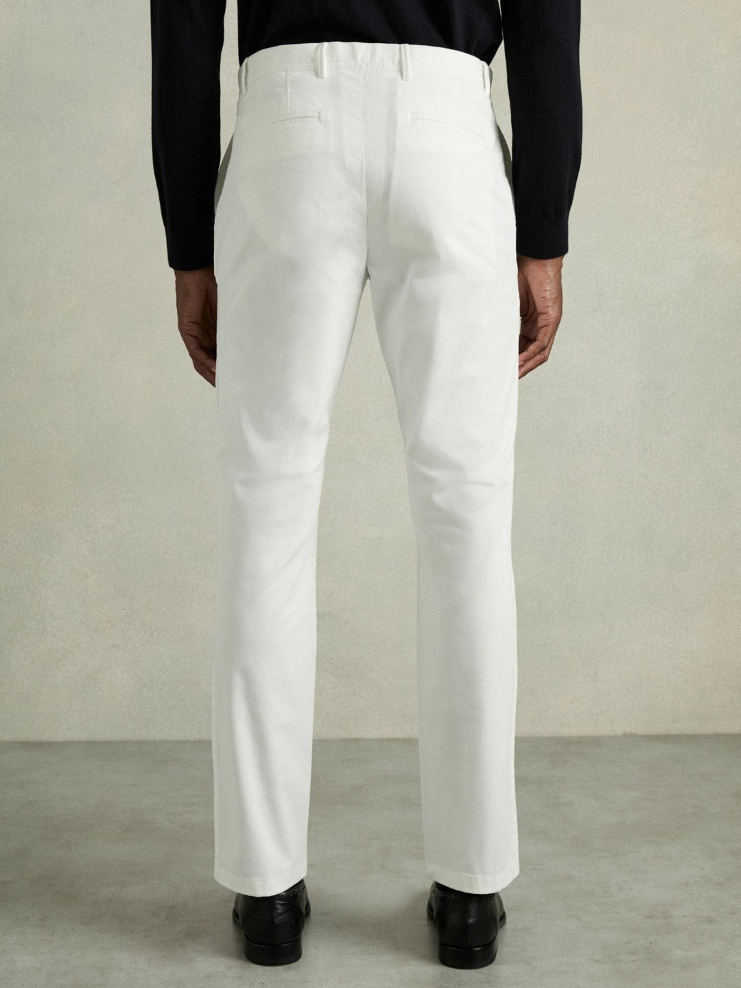 Slim Fit Washed Cotton Blend Chinos in White