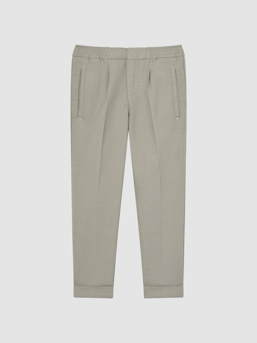 9-14 yrs Relaxed Elasticated Trousers with Turn-Ups in Taupe