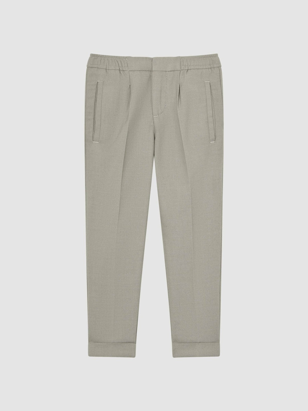 9-14 yrs Relaxed Elasticated Trousers with Turn-Ups in Taupe