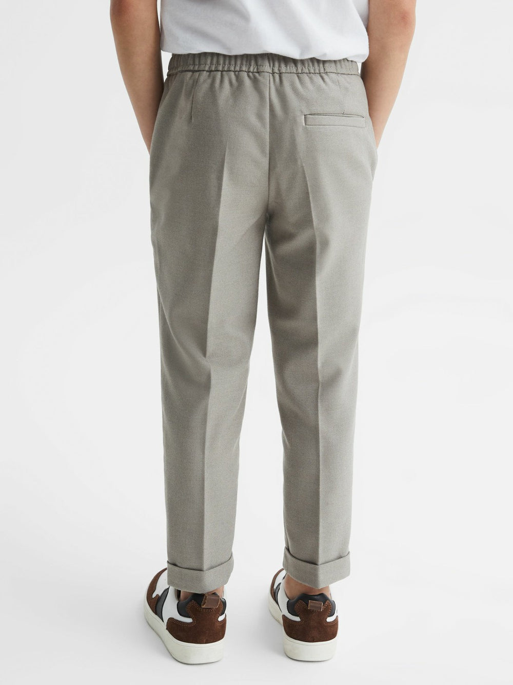 9-14 yrs Relaxed Elasticated Trousers with Turn-Ups in Taupe