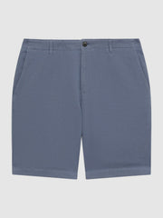Cotton-Linen Blend Shorts in Airforce Blue