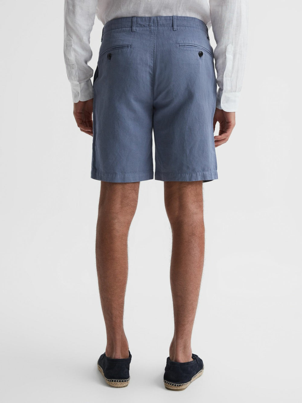 Cotton-Linen Blend Shorts in Airforce Blue