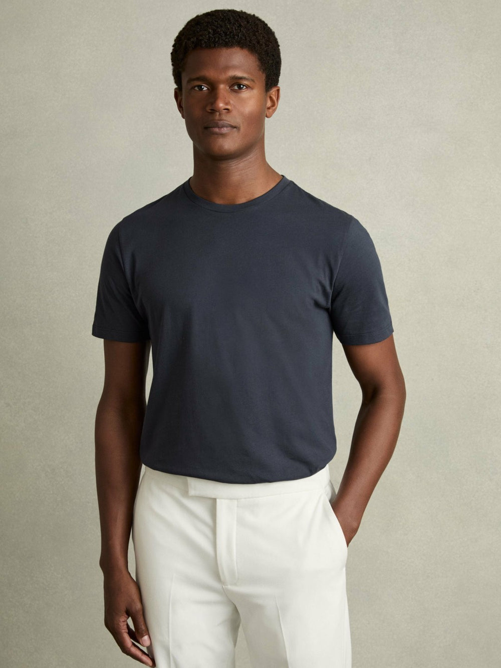Cotton Crew Neck T-Shirt in Airforce Blue