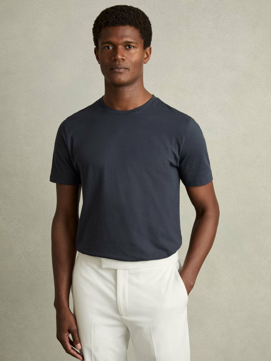 Cotton Crew Neck T-Shirt in Airforce Blue