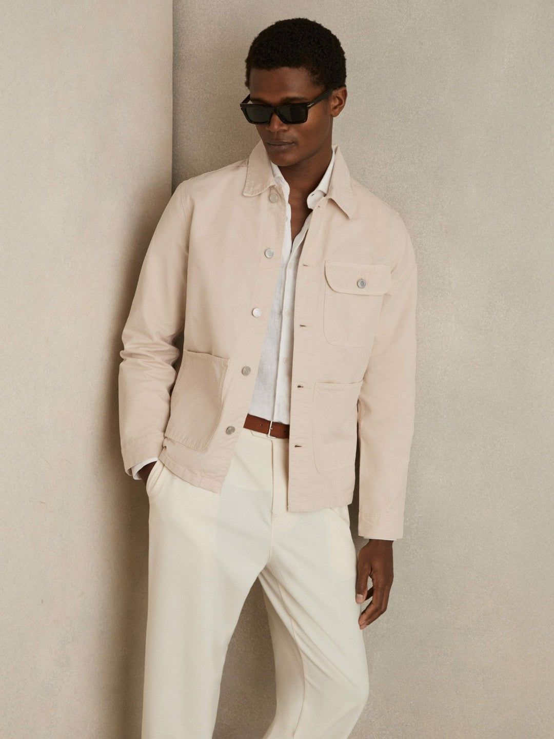 Cotton Worker Jacket in Stone