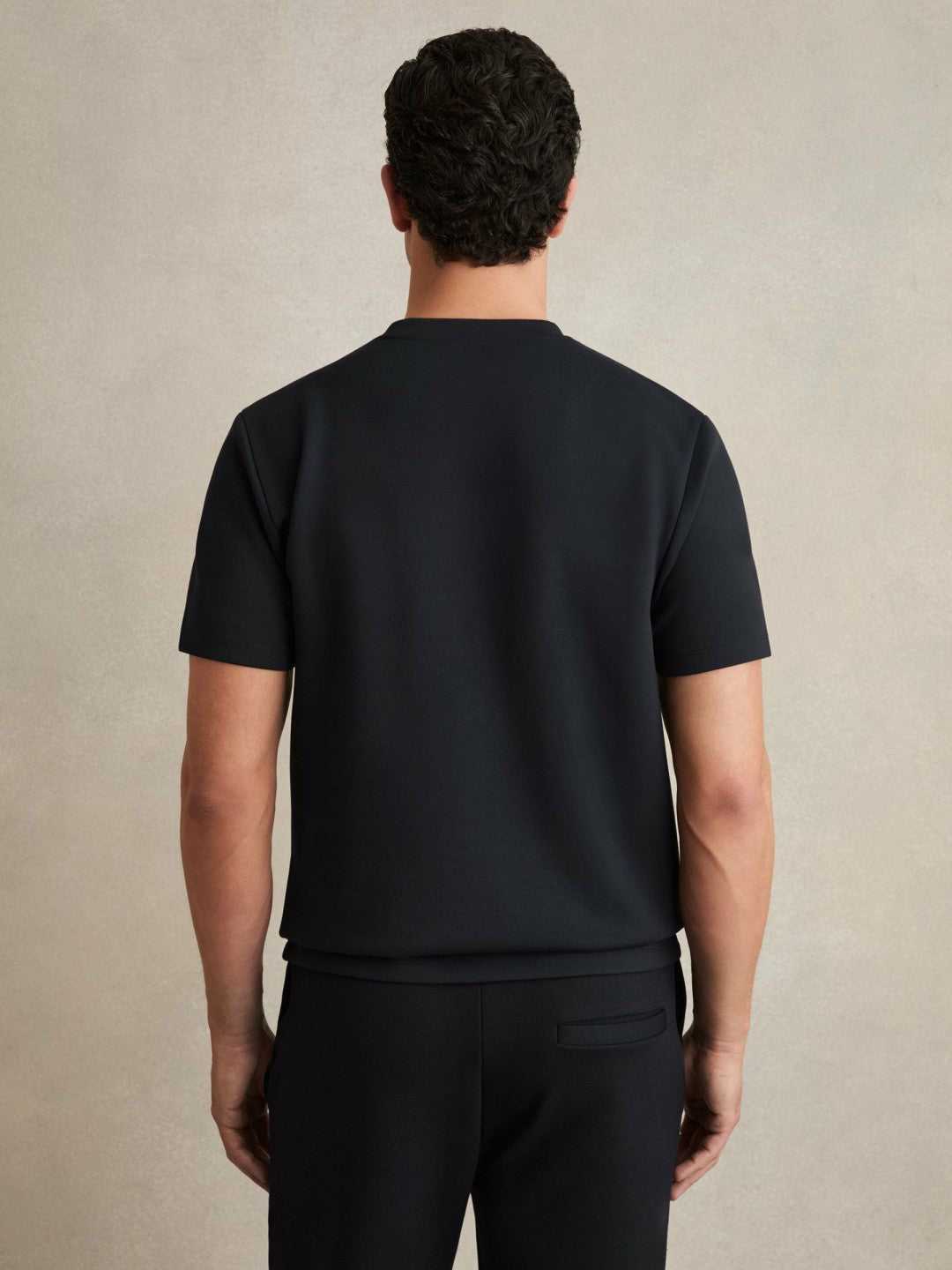Interlock Jersey Crew Neck T-Shirt in Navy Blue
