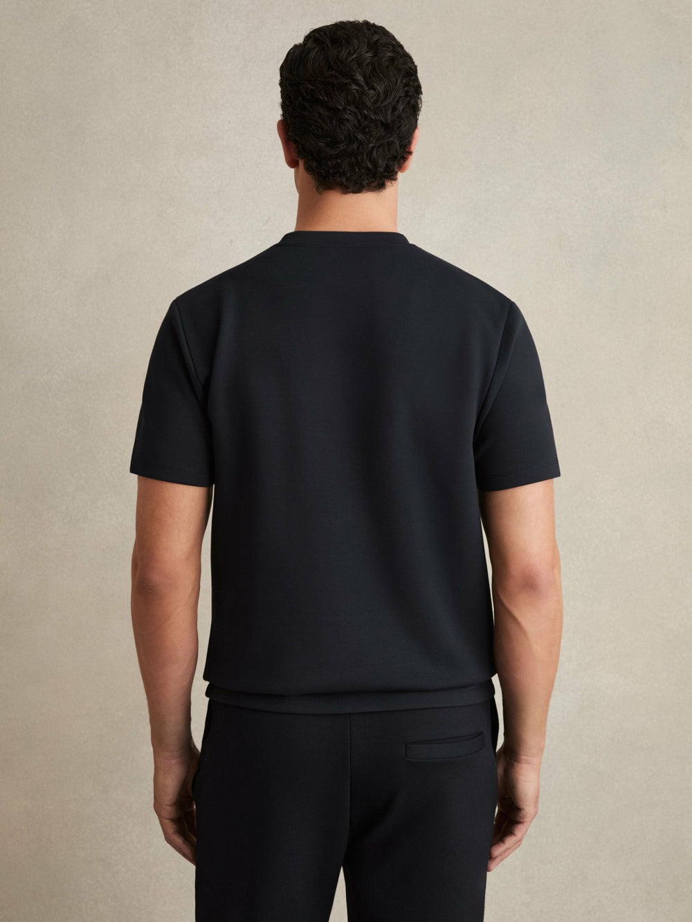 Interlock Jersey Crew Neck T-Shirt in Navy Blue