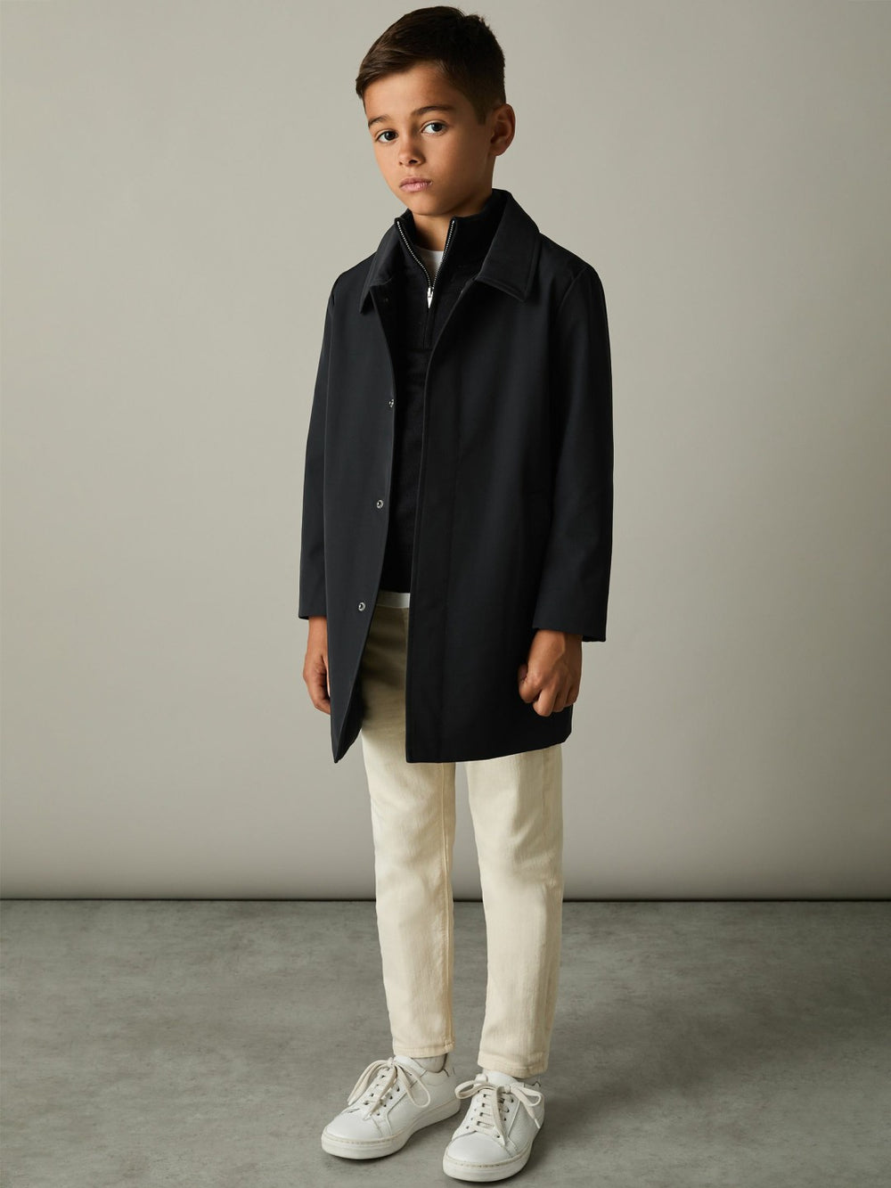 9-13 yrs Gabardine Coat with Removable Gilet in Navy