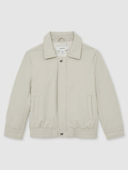 Zip-Through Harrington Jacket in Stone