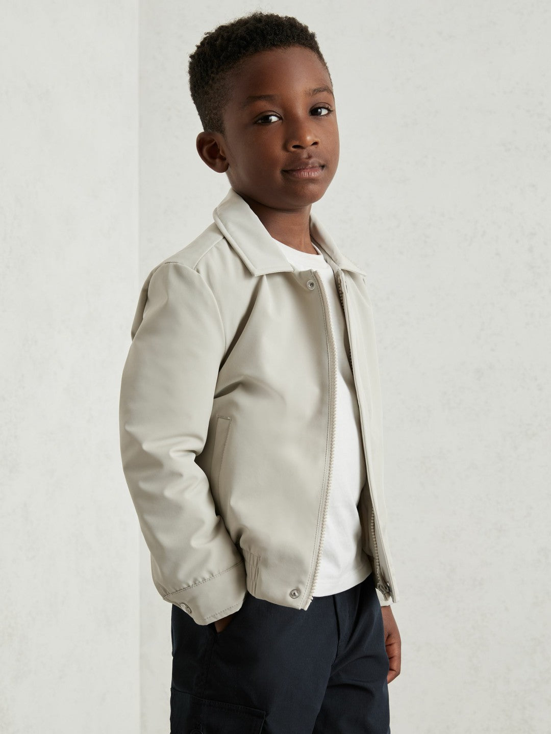 13-14 yrs Zip Through Harrington Jacket in Natural