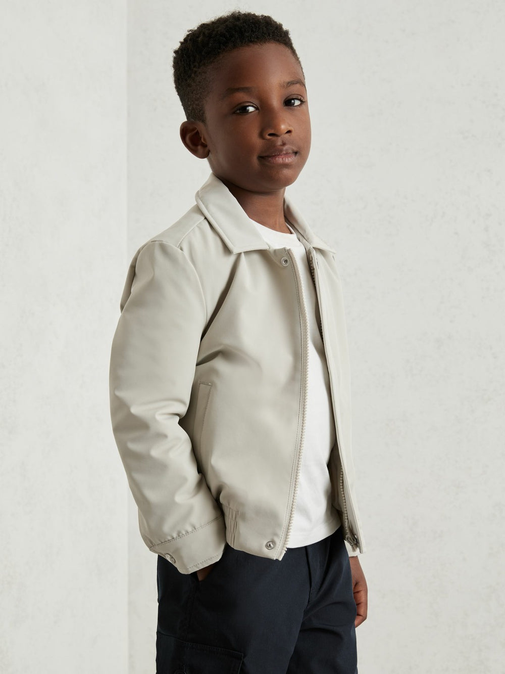 13-14 yrs Zip Through Harrington Jacket in Natural