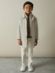 9-13 yrs Gabardine Coat with Removable Gilet in Stone