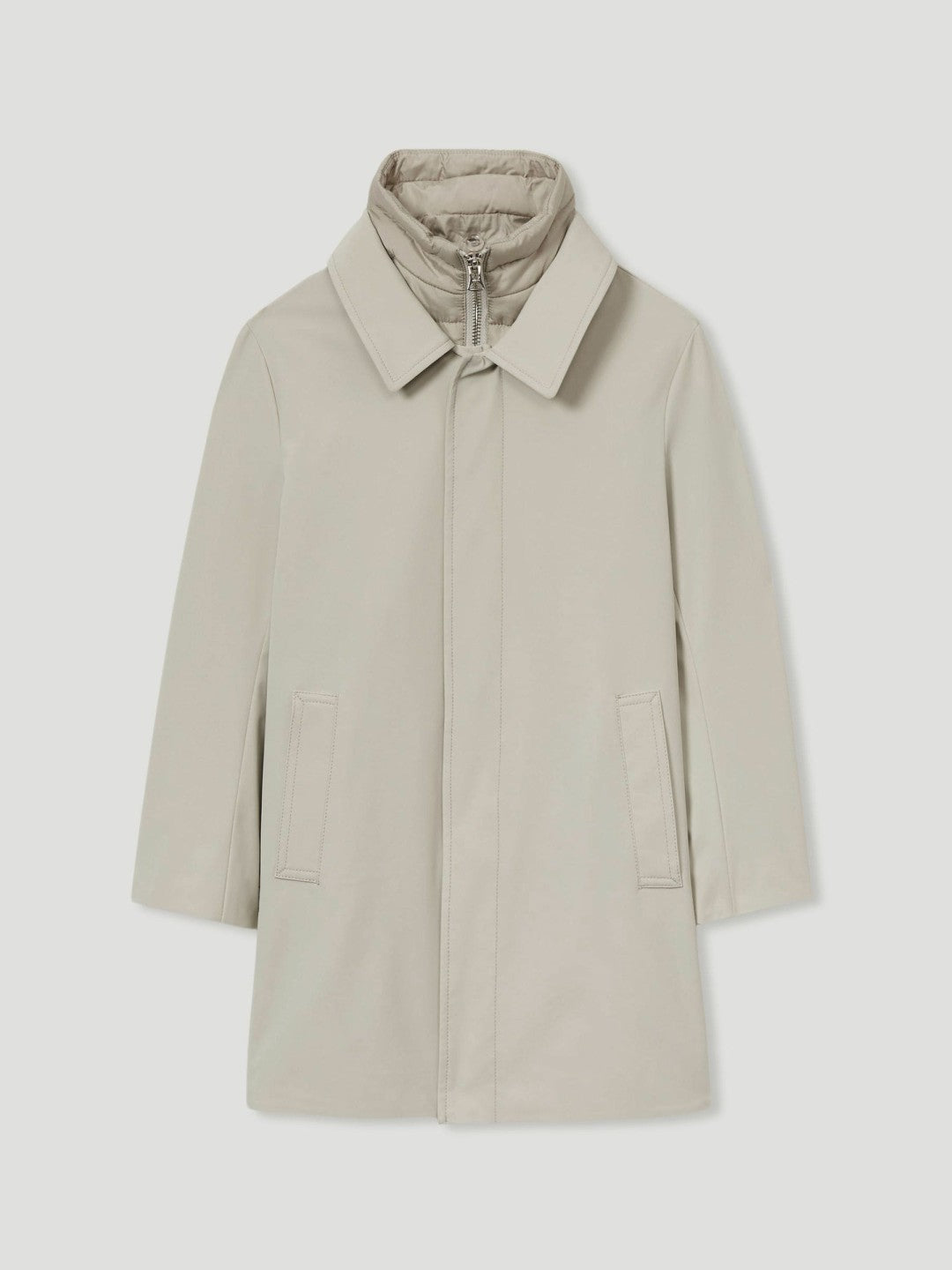 9-13 yrs Gabardine Coat with Removable Gilet in Stone