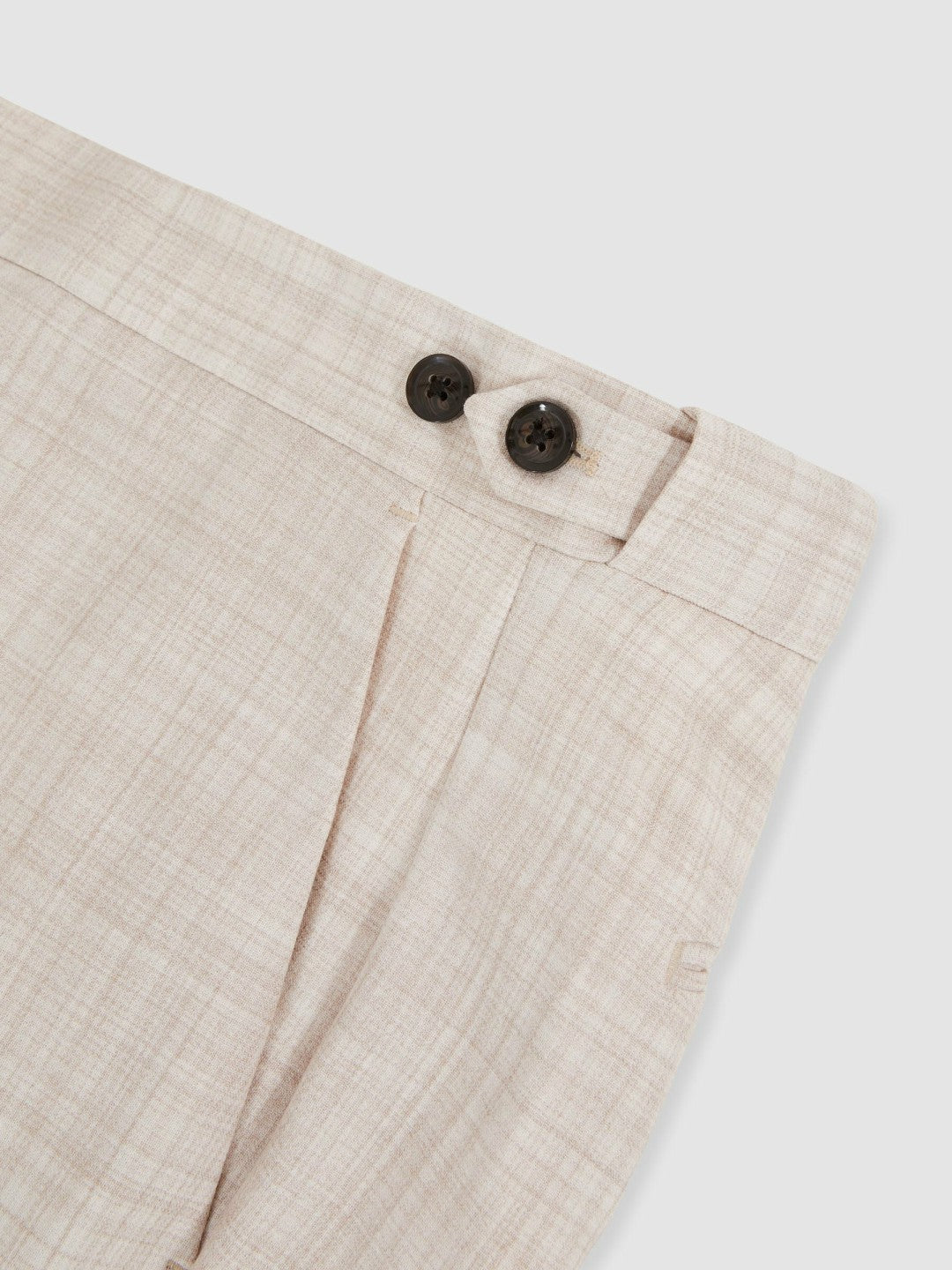 Check Regular-Fit Suit Trousers in Stone