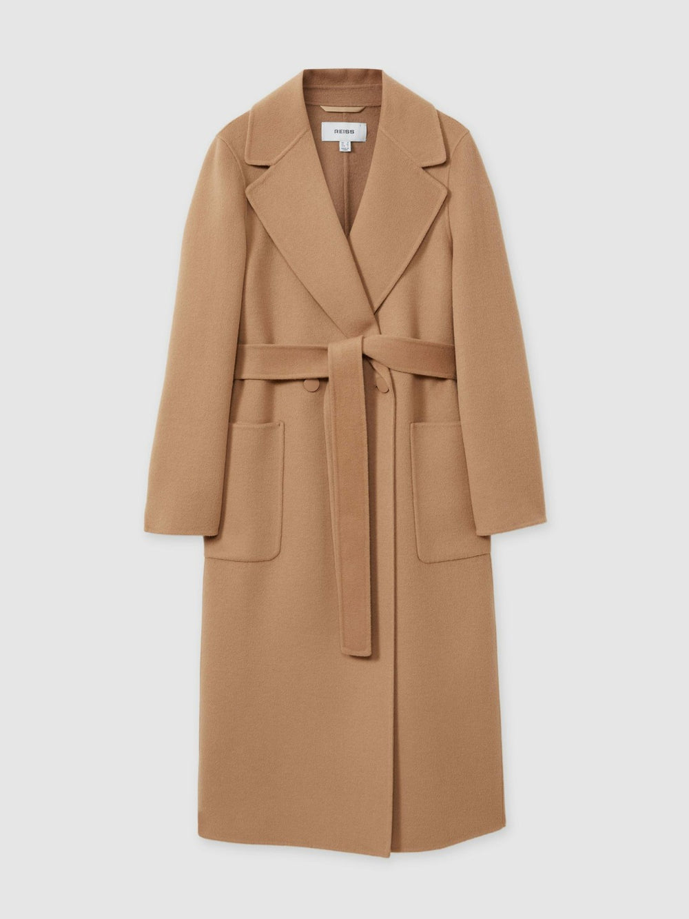 Petite Wool Blend Double Breasted Blindseam Coat in Light Camel