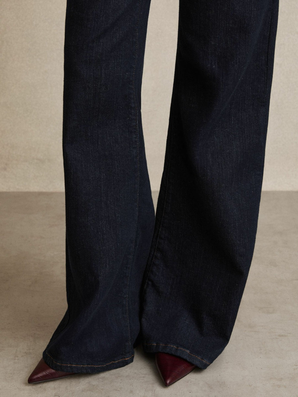 Leather Slingback Ballerina Pumps in Oxblood