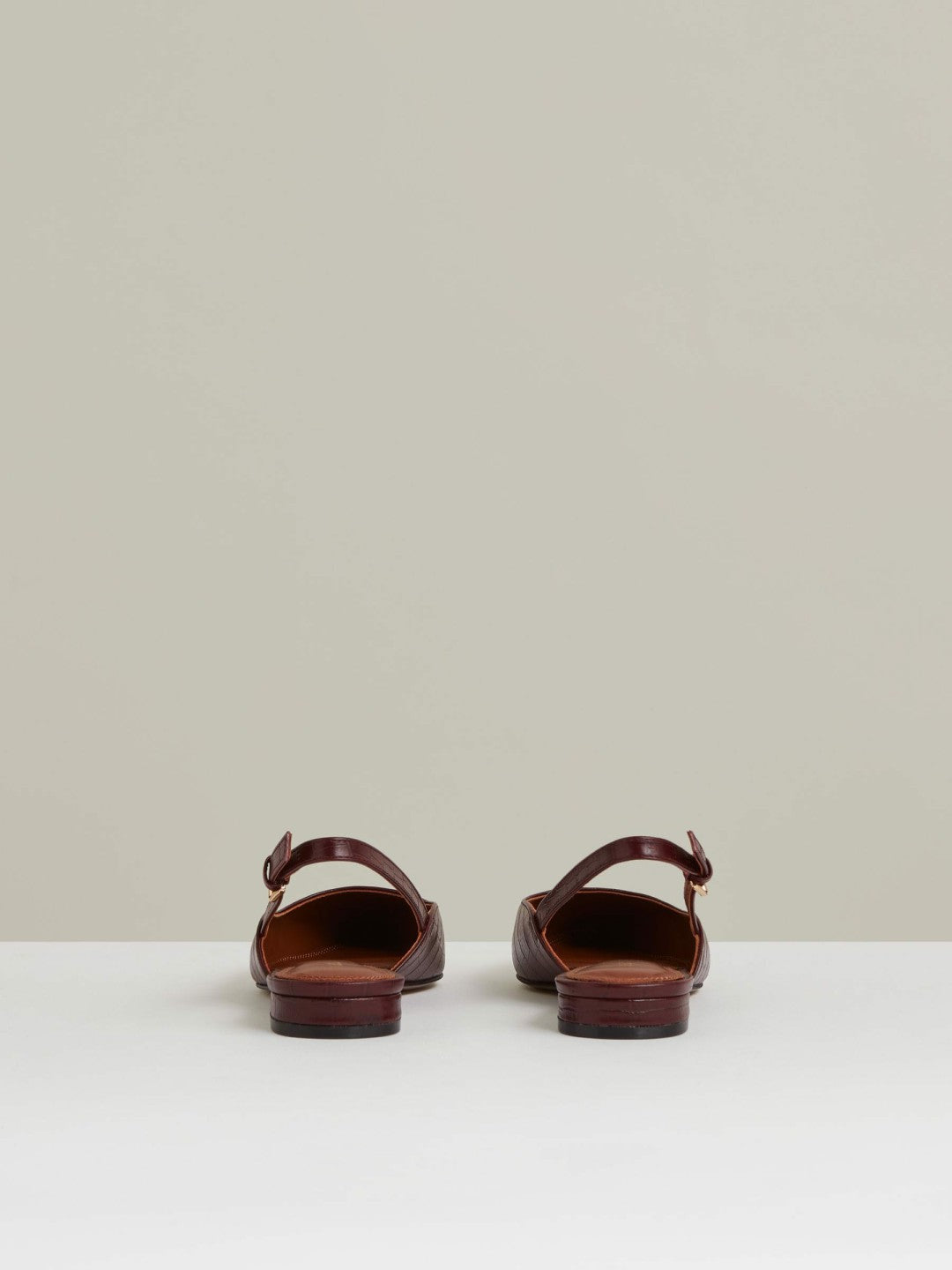 Leather Slingback Ballerina Pumps in Oxblood