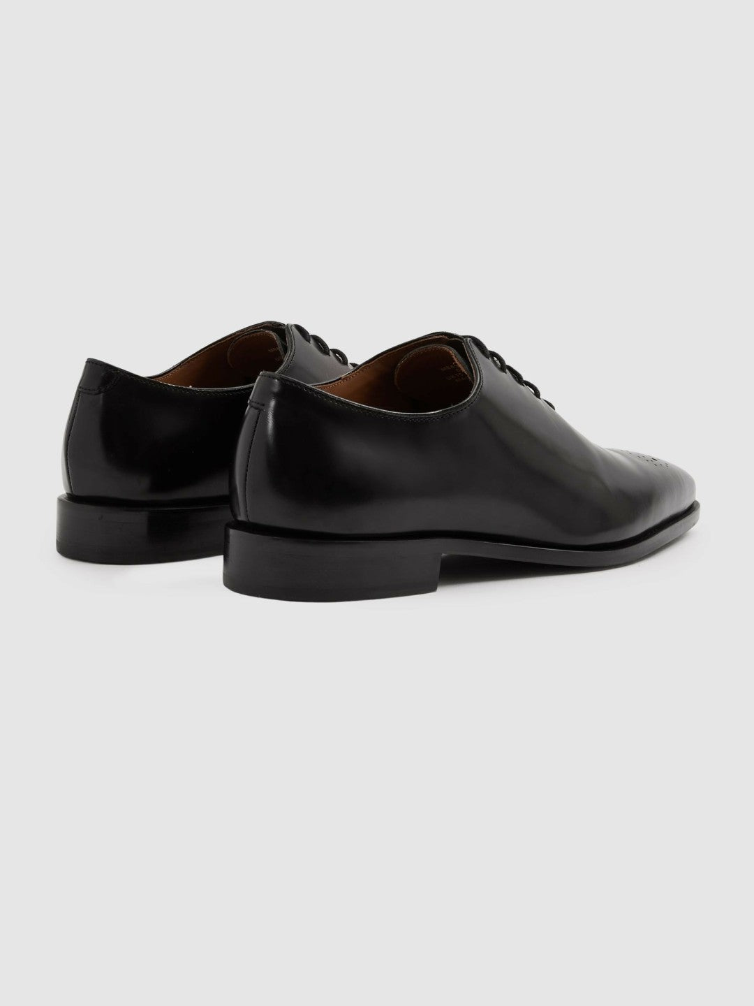 Leather Brogue Detail Lace-Up Shoes in Black