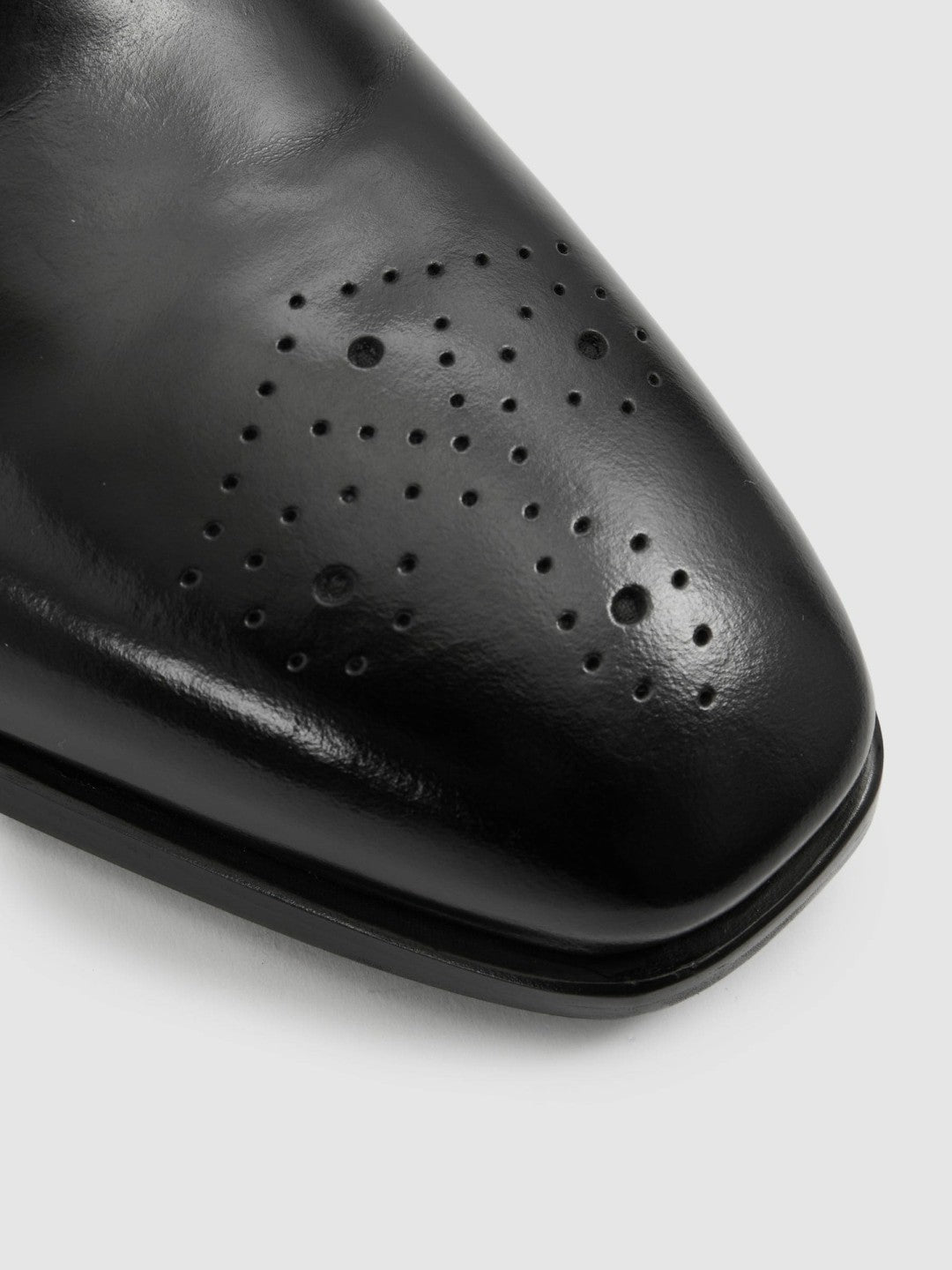 Leather Brogue Detail Lace-Up Shoes in Black