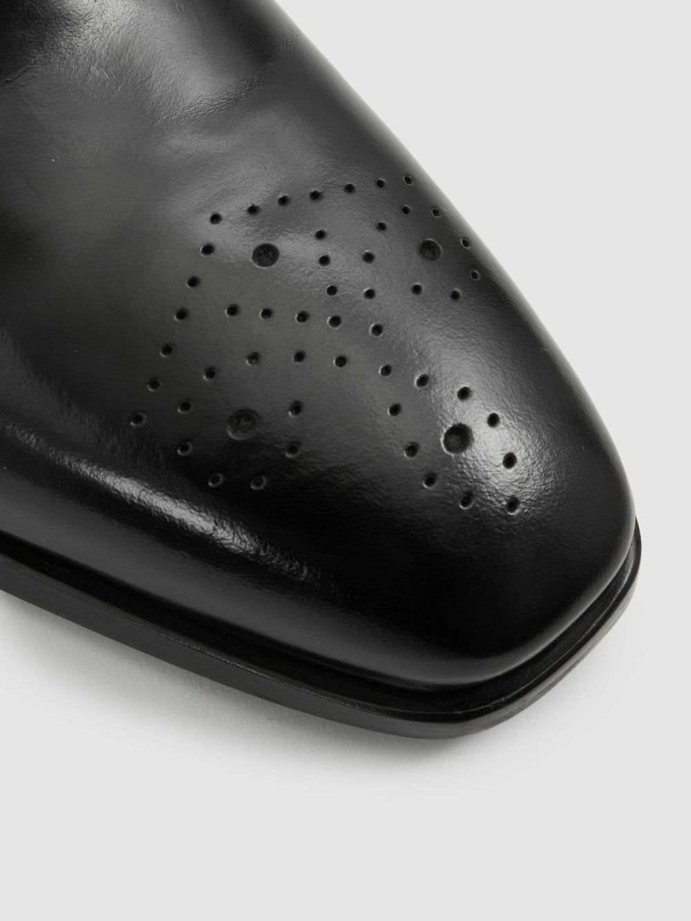 Leather Brogue Detail Lace-Up Shoes in Black