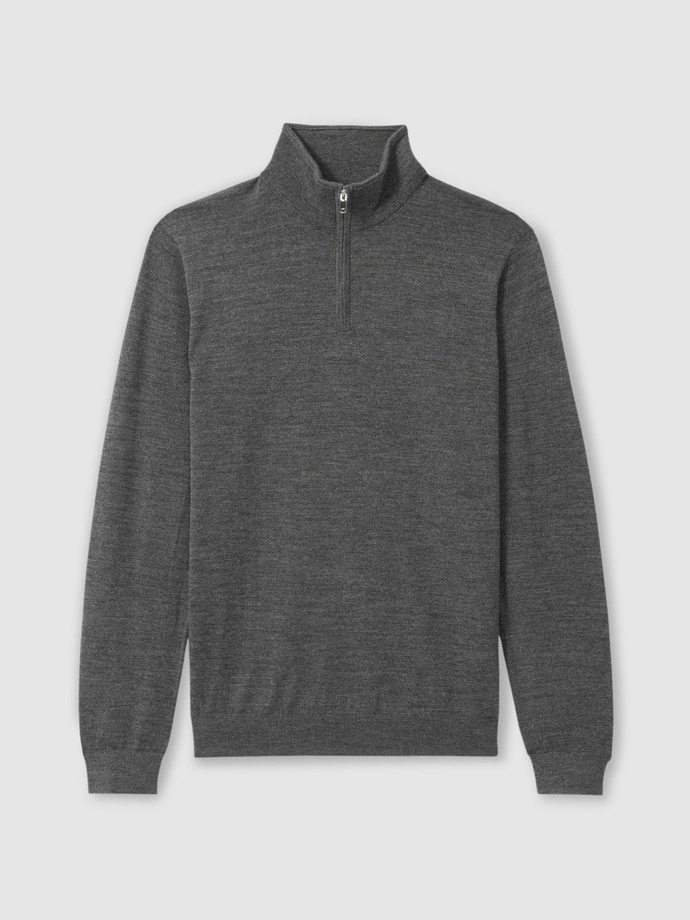 Merino Wool Half-Zip Jumper in Derby Grey Marl
