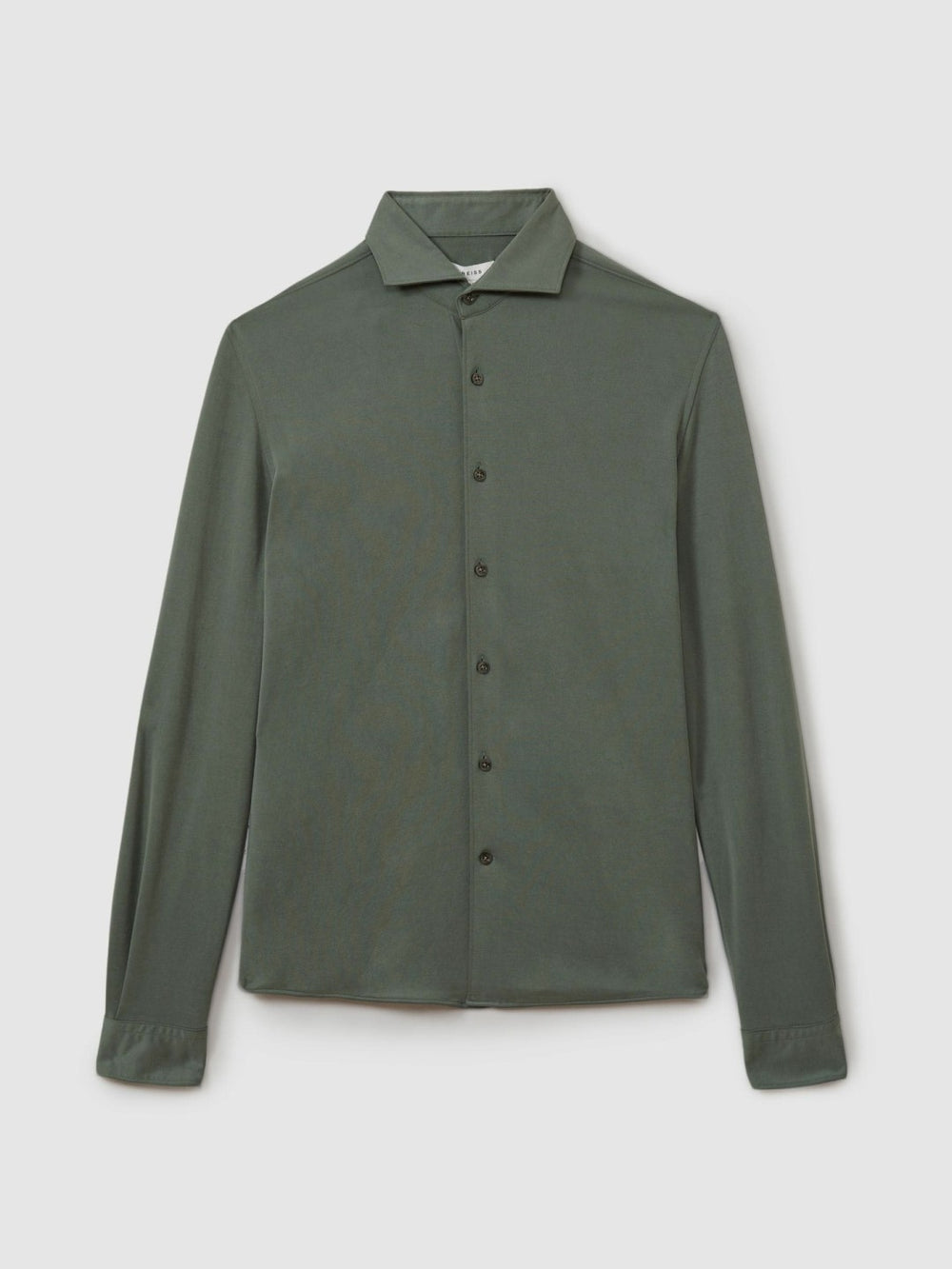 Modal Blend Cutaway Collar Shirt in Green Smoke