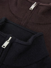 3-9 yrs Two Pack Of Merino Wool Zip-Neck Jumpers in Navy/Dark Bordeaux