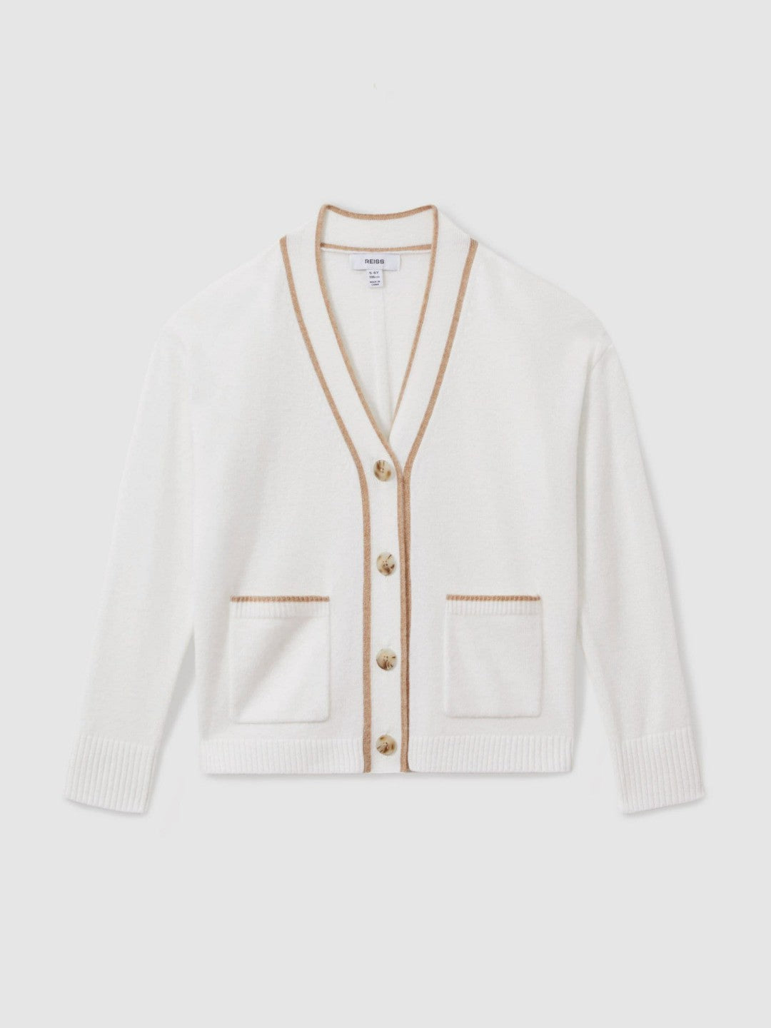 4-9 yrs Wool-Blend Stripe-Detail Cardigan With Cashmere in Cream