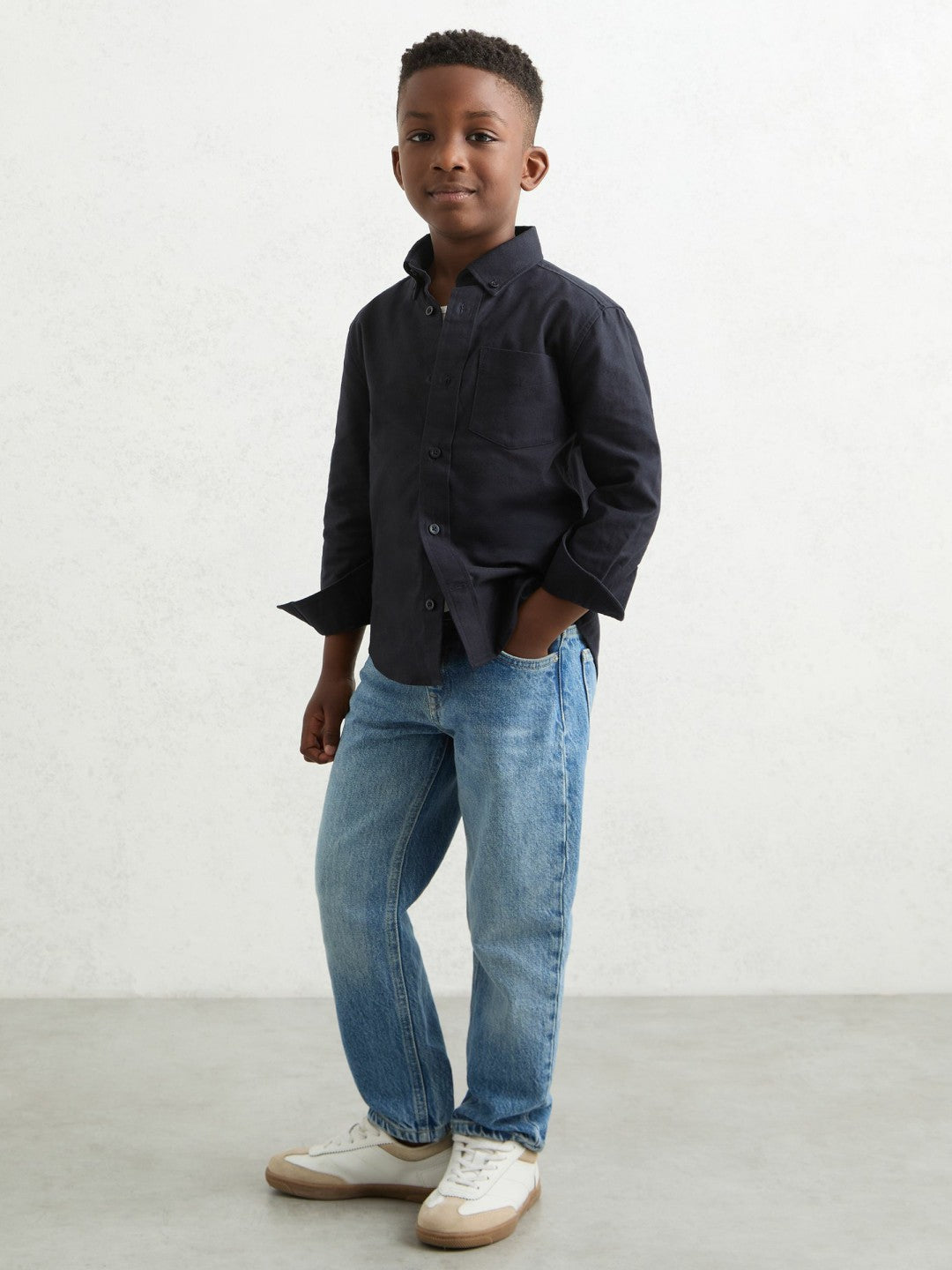 9-13 yrs Button Down Oxford Shirt in Navy
