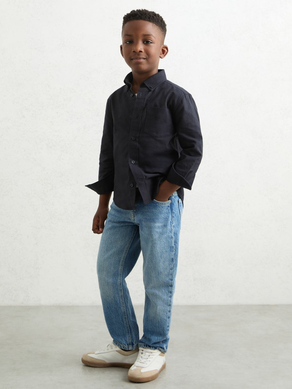 9-13 yrs Button Down Oxford Shirt in Navy