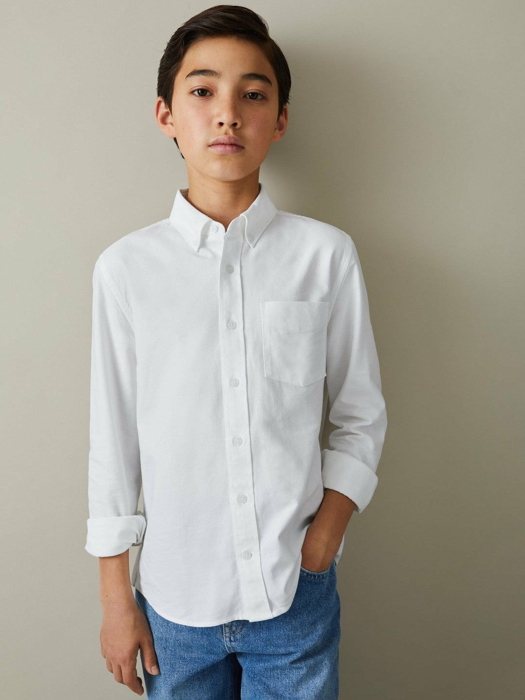 9-13 yrs Button Down Oxford Shirt in White