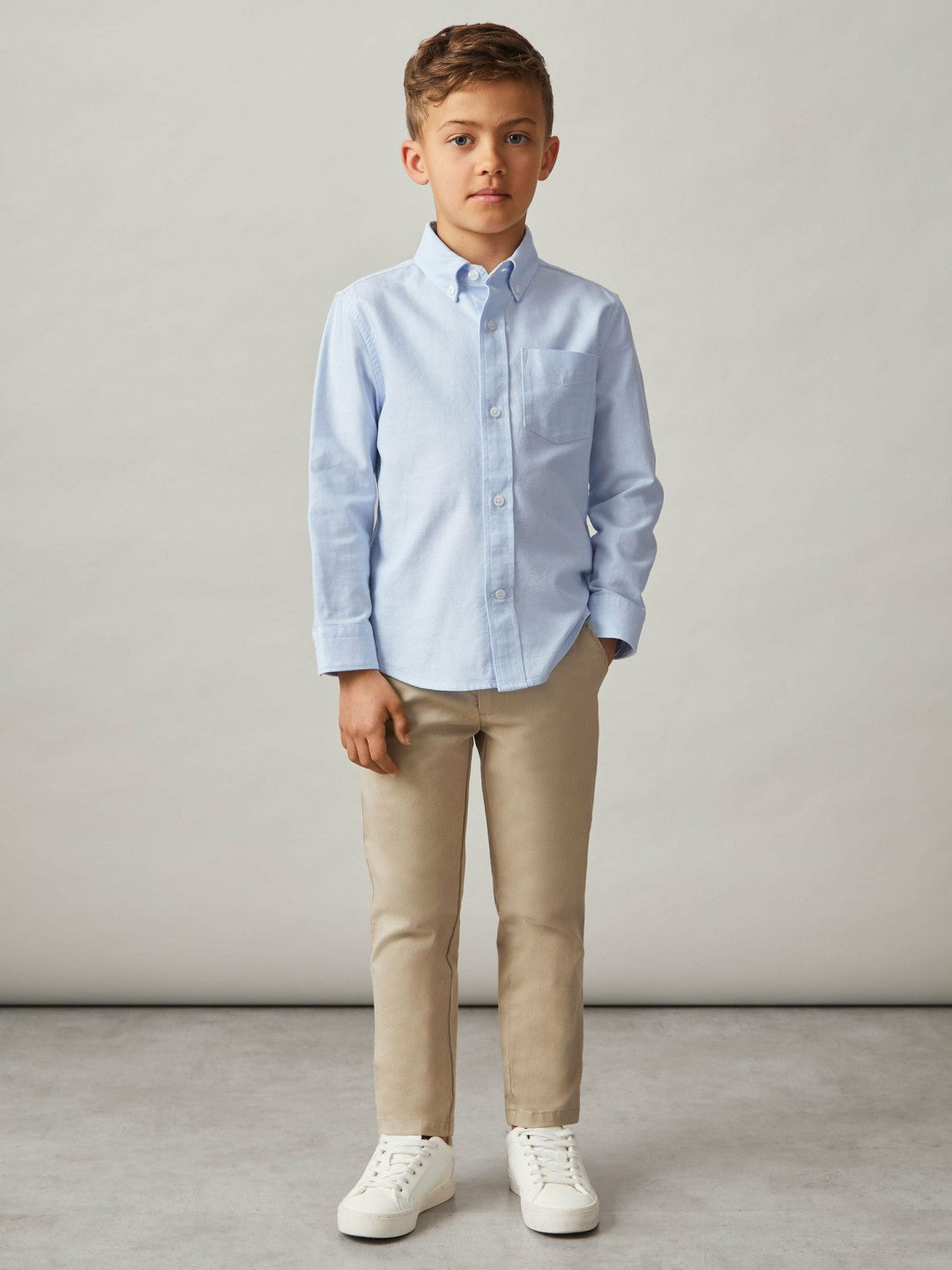 9-13 yrs Button Down Oxford Shirt in Soft Blue