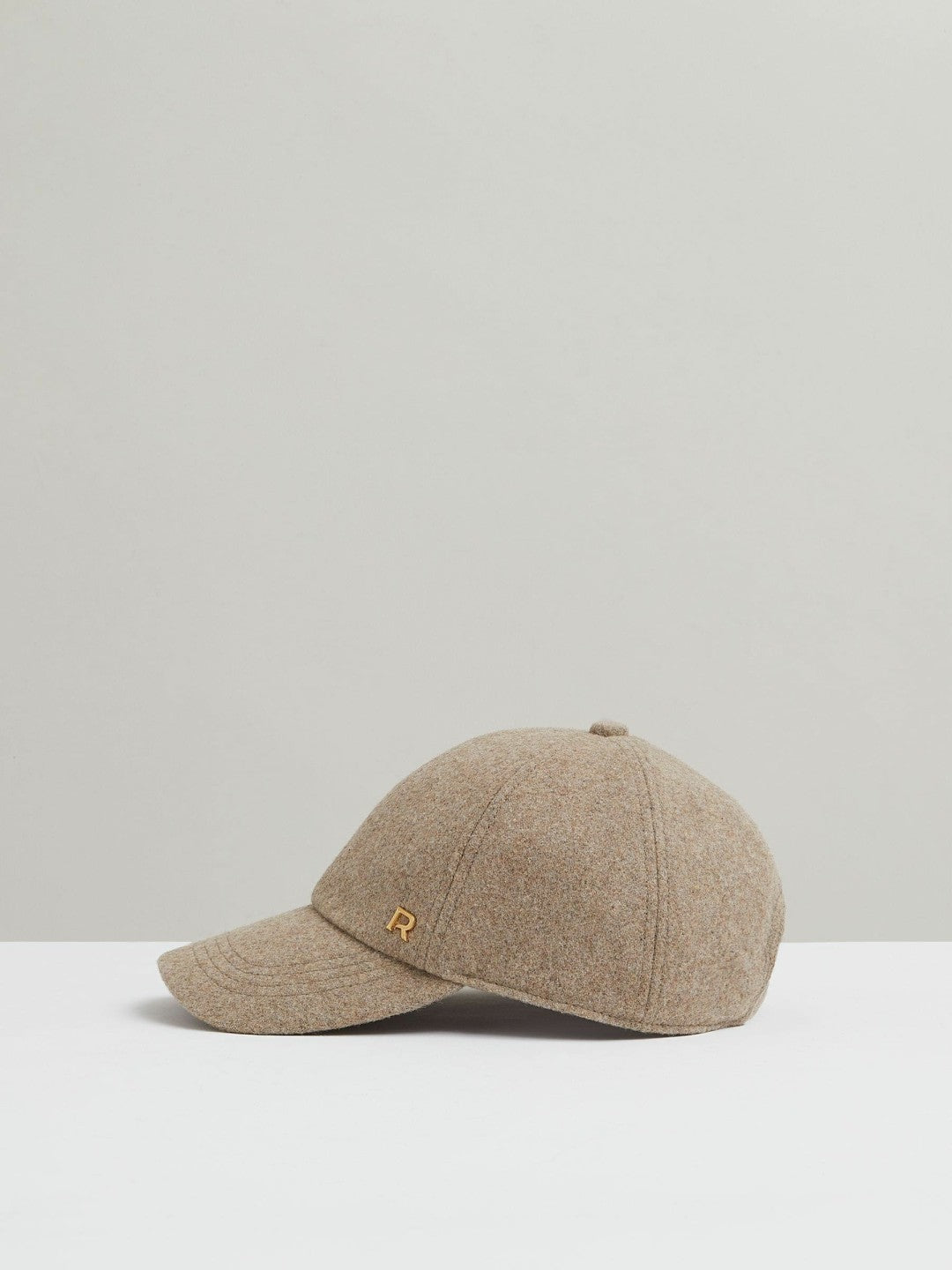 Wool Blend Flannel Baseball Cap in Taupe