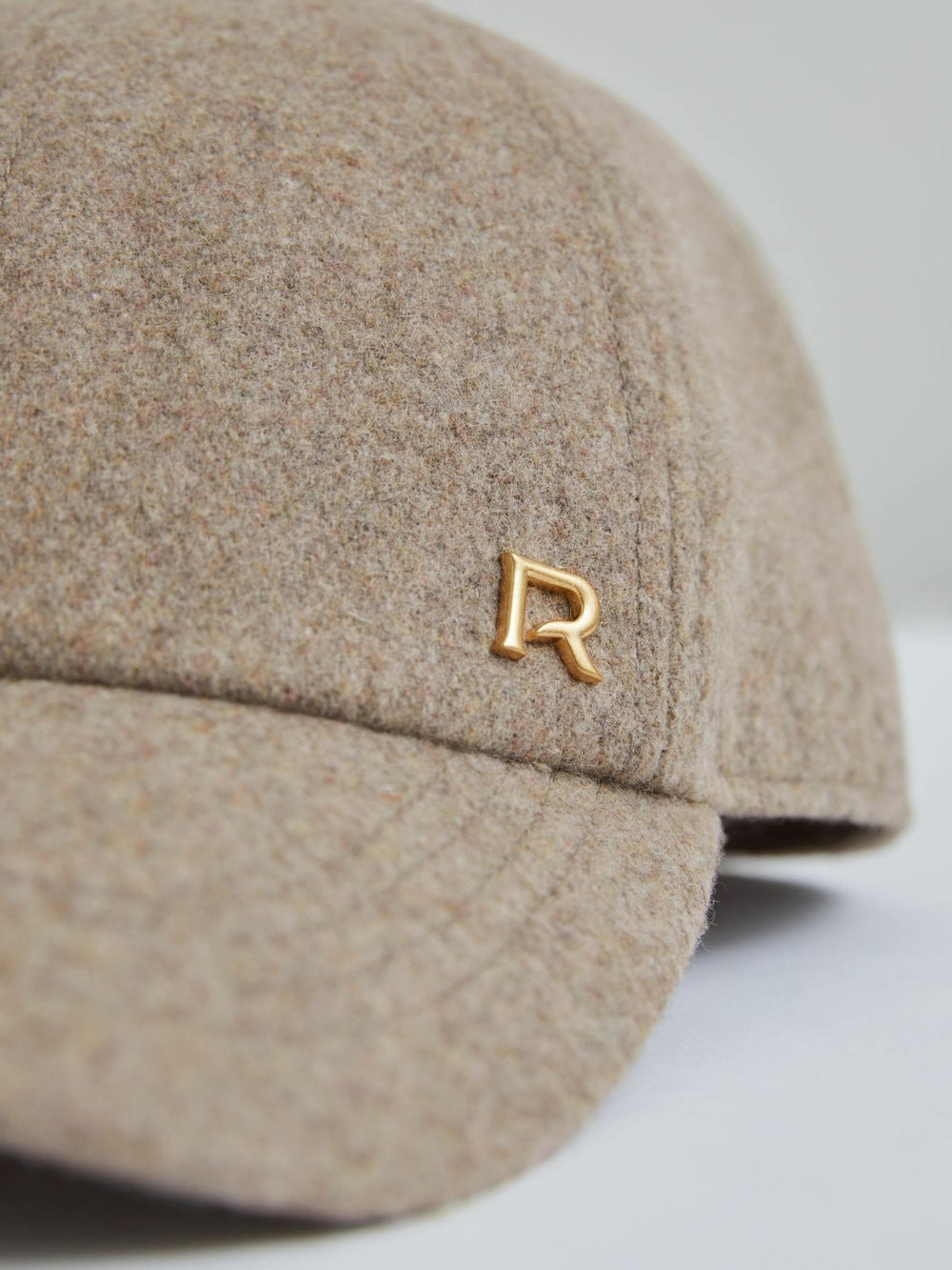 Wool Blend Flannel Baseball Cap in Taupe