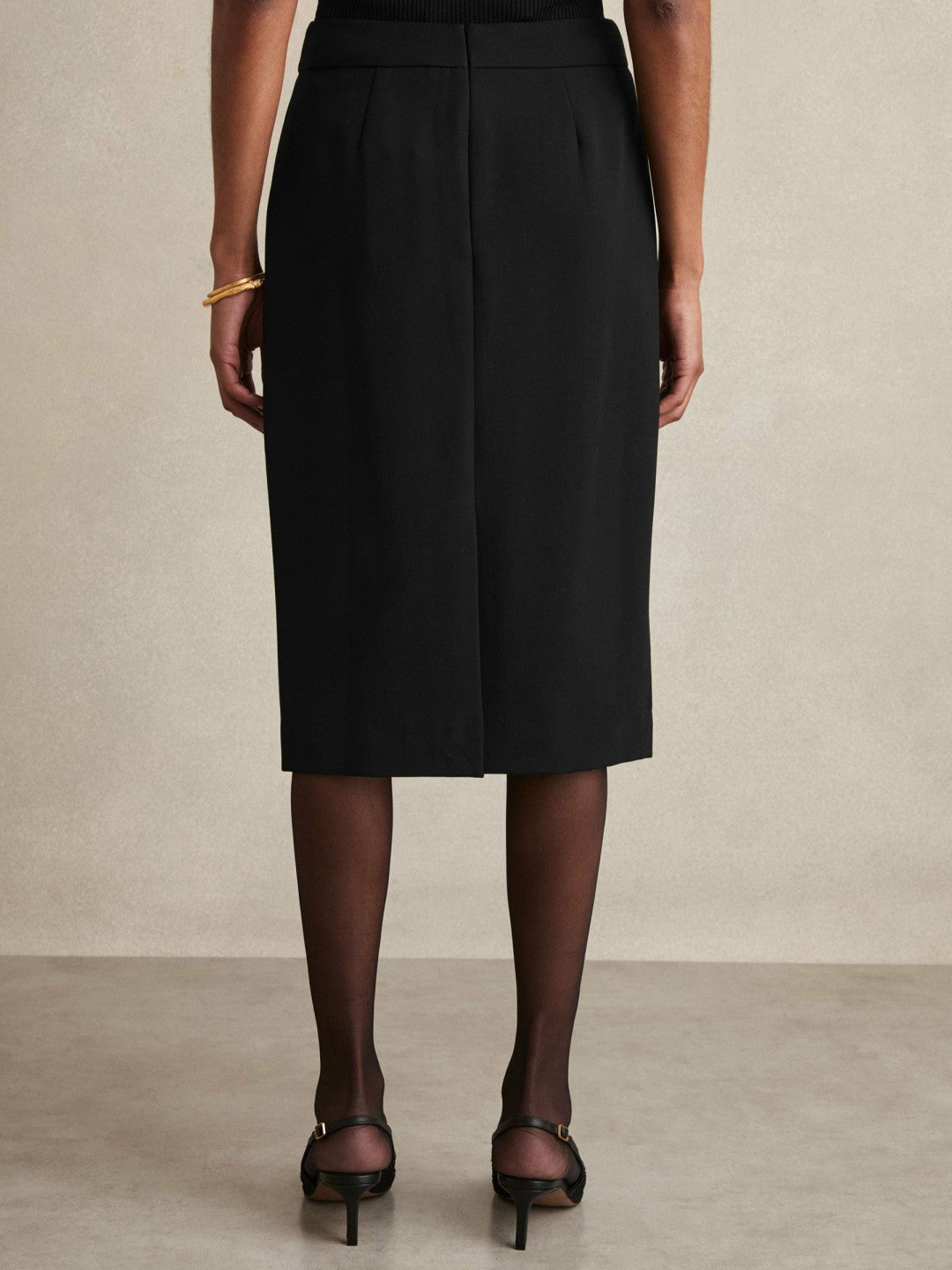 Tailored Midi Suit Skirt in Black