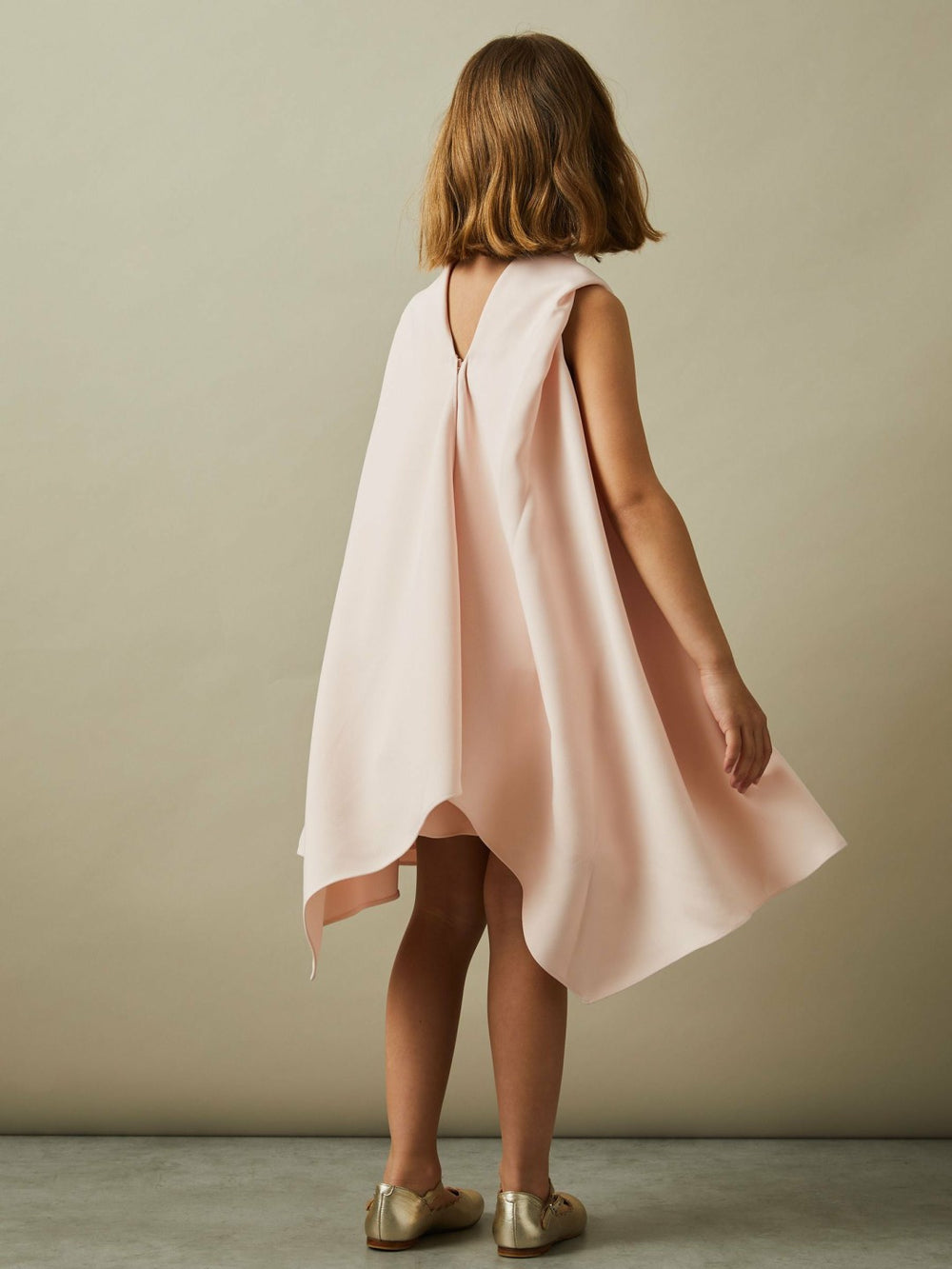 13-14 yrs High-Neck Drape Back Dress in Pink